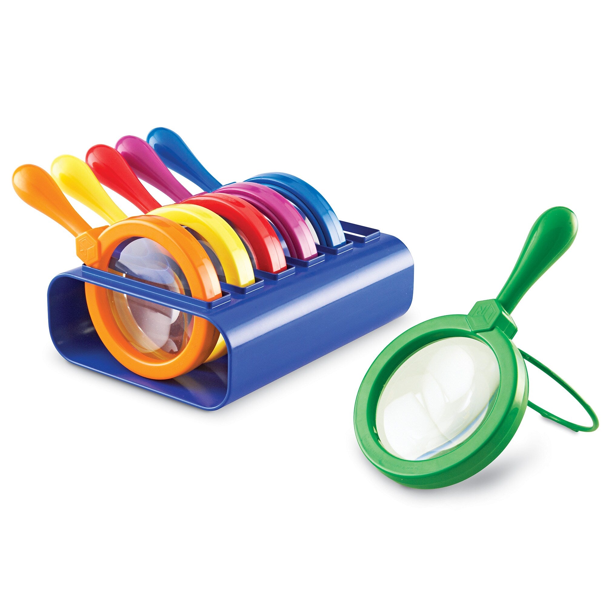 Learning Resources Primary Science Jumbo Magnifiers with Stand Science, 6 Pack (LER2884)