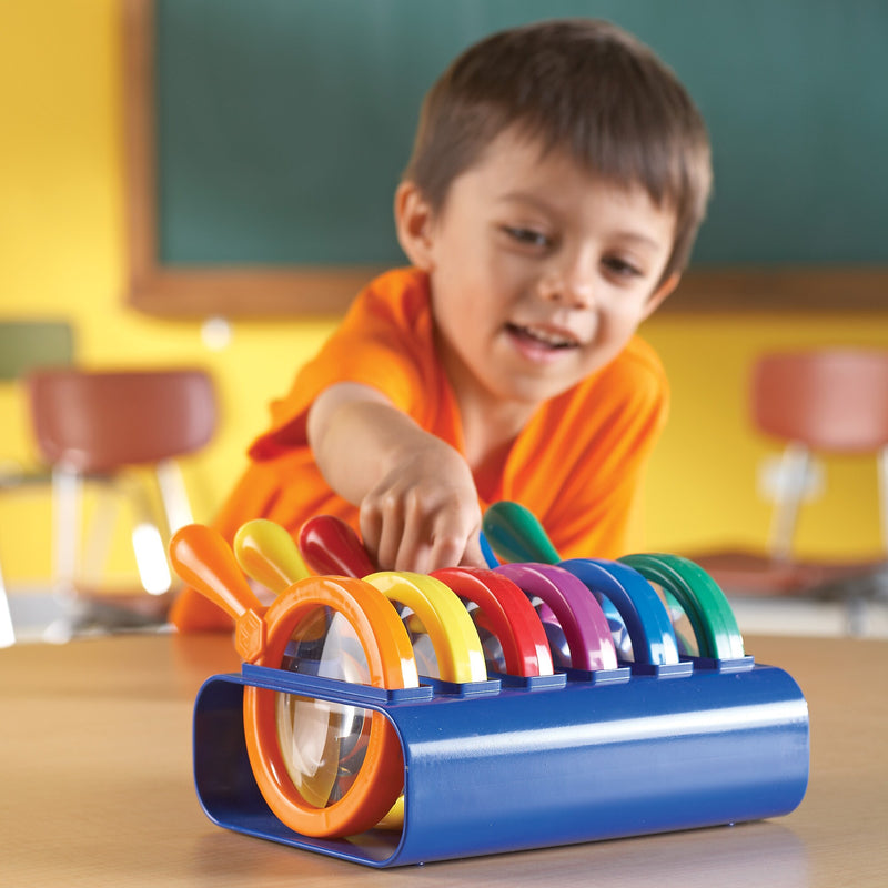 Learning Resources Primary Science Jumbo Magnifiers with Stand Science, 6 Pack (LER2884)