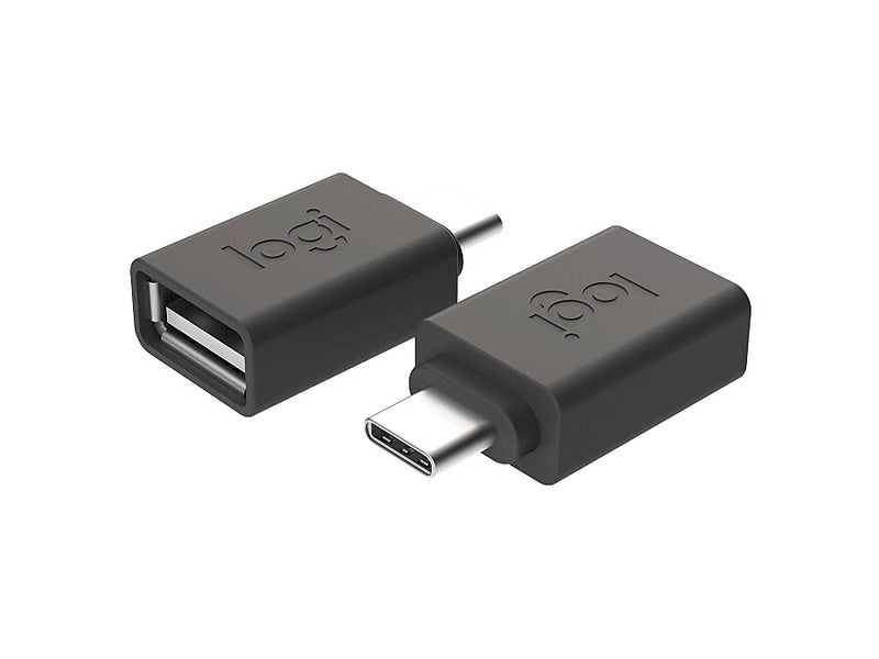 Logitech Logi USB-C to USB-A Adapter, Male to Female, Black (956-000028)
