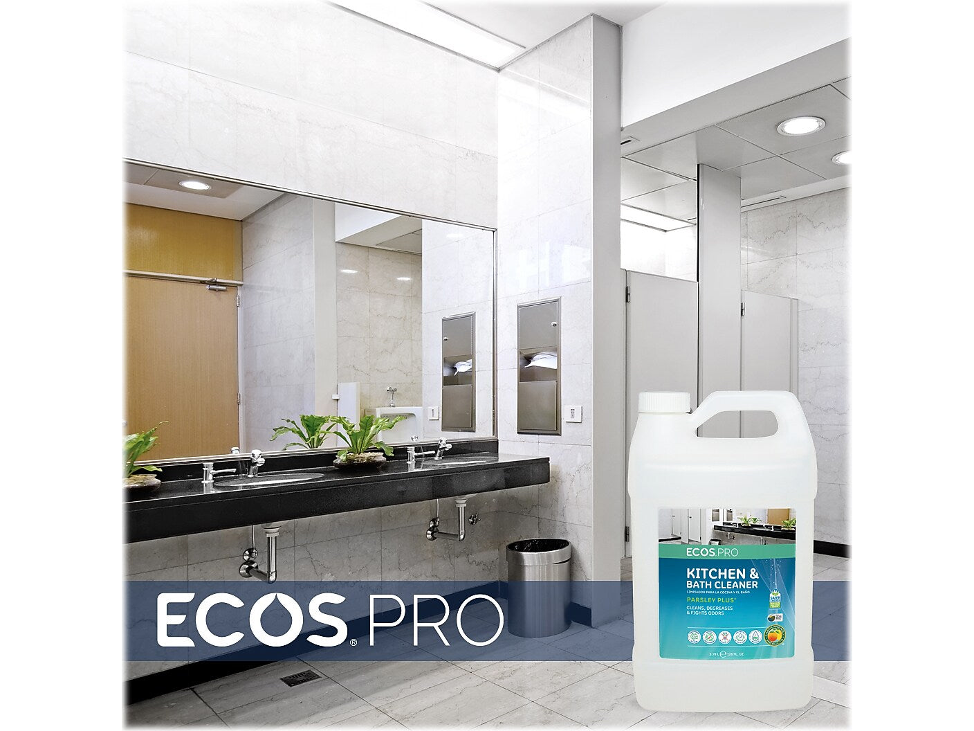 ECOS PRO Parsley Plus All-Purpose Kitchen & Bathroom Cleaner, Herbal Scent, 1 Gal. (PL9746/04)