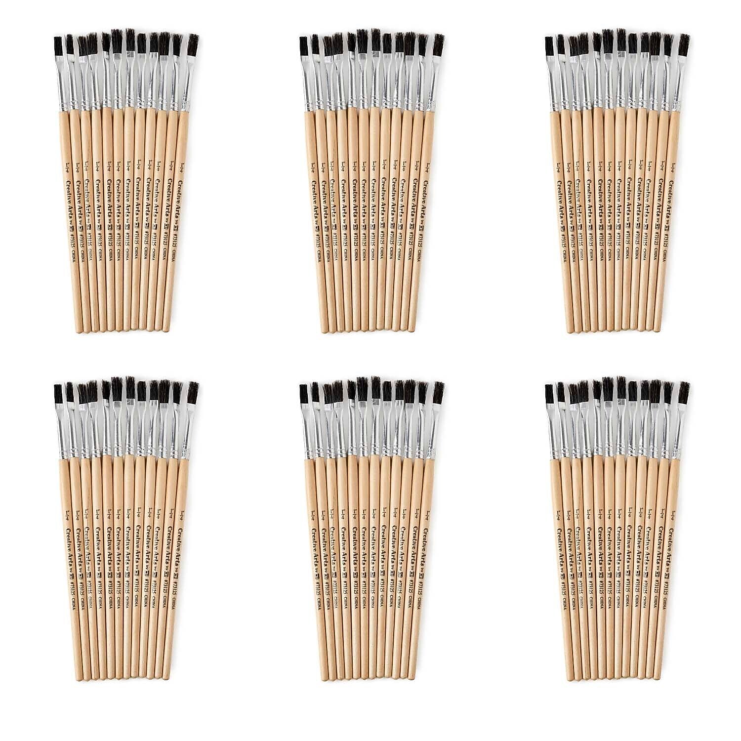 Charles Leonard Long Handle Mixed Media Natural Hog Bristle, Flat Brush, 12/Pack, 6 Packs/Bundle (CHL73125-6)