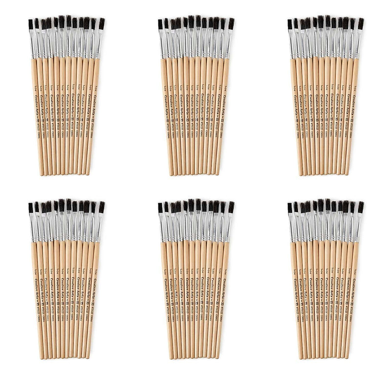 Charles Leonard Long Handle Mixed Media Natural Hog Bristle, Flat Brush, 12/Pack, 6 Packs/Bundle (CHL73125-6)