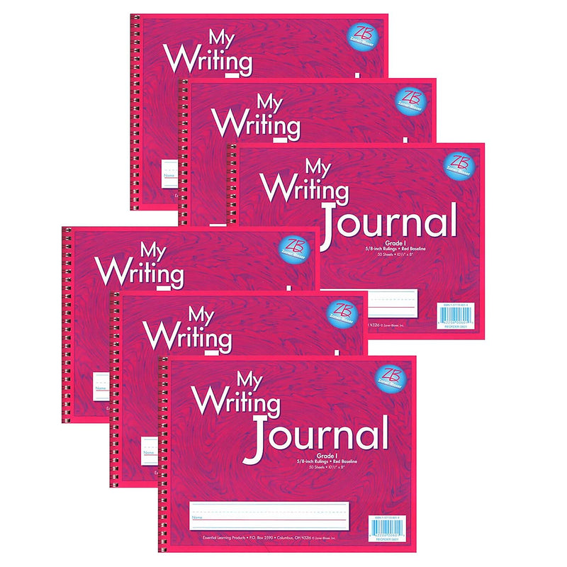 Zaner-Bloser My Writing Journal Composition Notebooks, 8" x 10.5", Primary Ruled, 50 Sheets, Pink, 6/Bundle (ELP0601-6)