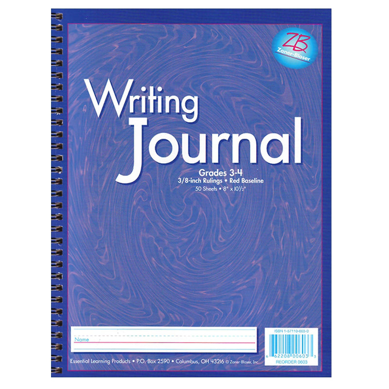 Zaner-Bloser Writing Journal Composition Notebooks, 8" x 10.5", Wide Ruled, 50 Sheets, Purple, 6/Bundle (ELP0603-6)