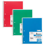 Mead 3-Subject Notebooks, Wide Ruled, 120 Sheets, Assorted Colors, 6/Bundle (MEA05746-6)