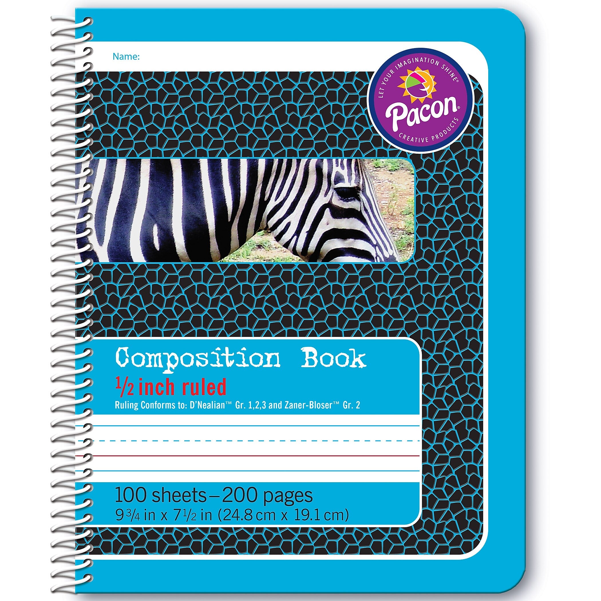 Pacon Composition Notebooks, 9.75" x 7.5", Wide Ruled, 100 Sheets, Blue, 6/Bundle (PAC2429-6)