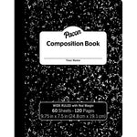 Pacon Composition Notebooks, 9.75" x 7.5", Wide Ruled, 60 Sheets, Black, 12/Bundle (PACMMK37118-12)