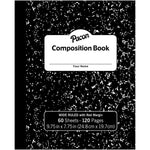 Pacon Composition Notebooks, 9.75" x 7.5", Wide Ruled, 60 Sheets, Black, 12/Bundle (PACMMK37130-12)