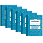 Pacon Composition Notebooks, 9.75" x 7.5", Wide Ruled, 100 Sheets, Blue, 6/Bundle (PACMMK37170-6)