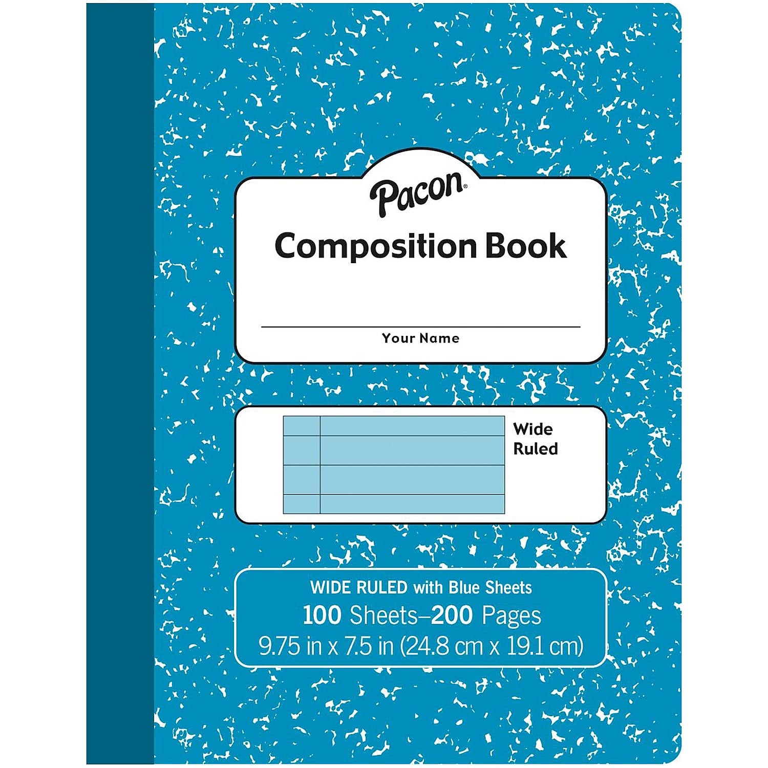 Pacon Composition Notebooks, 9.75" x 7.5", Wide Ruled, 100 Sheets, Blue, 6/Bundle (PACMMK37170-6)