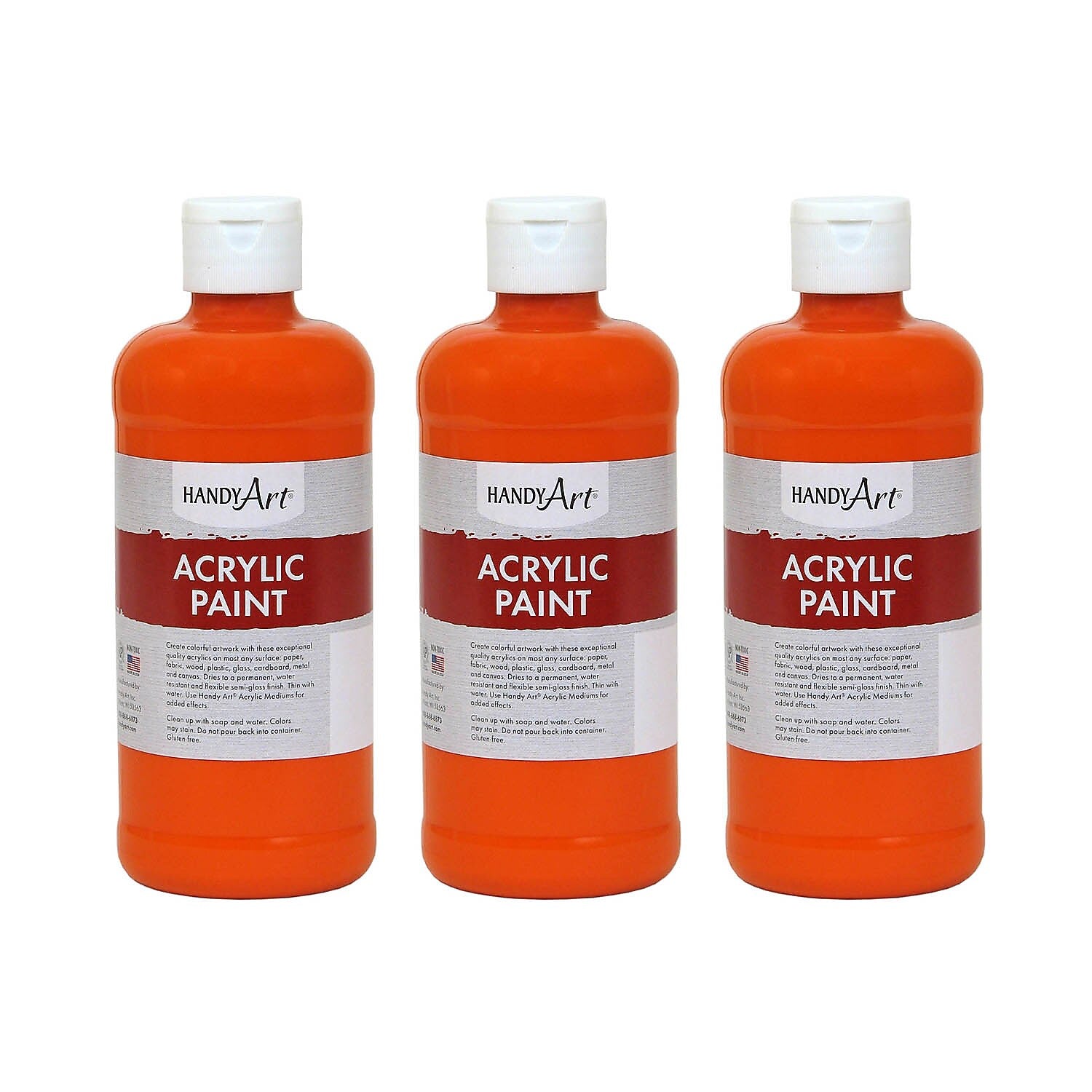 Handy Art Acrylic Paint, 16 oz, Chrome Orange, Pack of 3 (RPC101025-3)