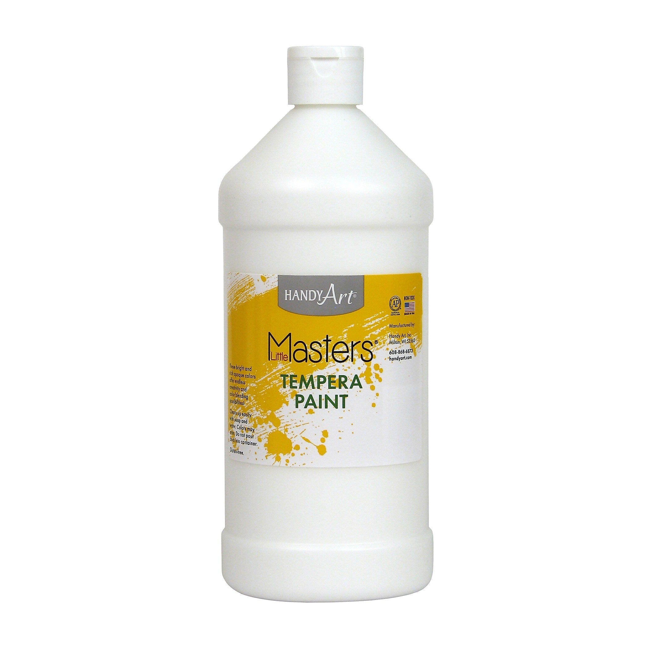 Handy Art Little Masters Tempera Paint, White, 32 oz., Pack of 6 (RPC203705-6)