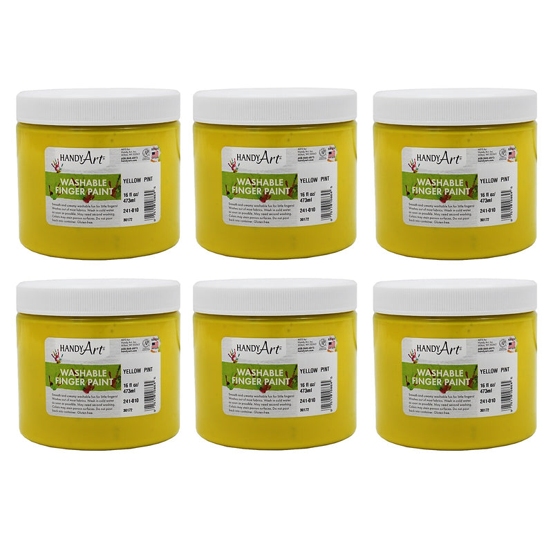 Handy Art Washable Finger Paint, Yellow, 16 oz., Pack of 6 (RPC241010-6)