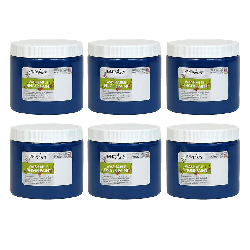 Handy Art Washable Finger Paint, Blue, 16 oz., Pack of 6 (RPC241030-6)