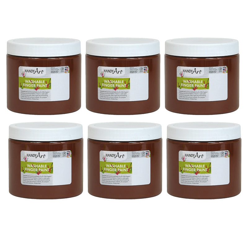 Handy Art Washable Finger Paint, Brown, 16 oz., Pack of 6 (RPC241050-6)