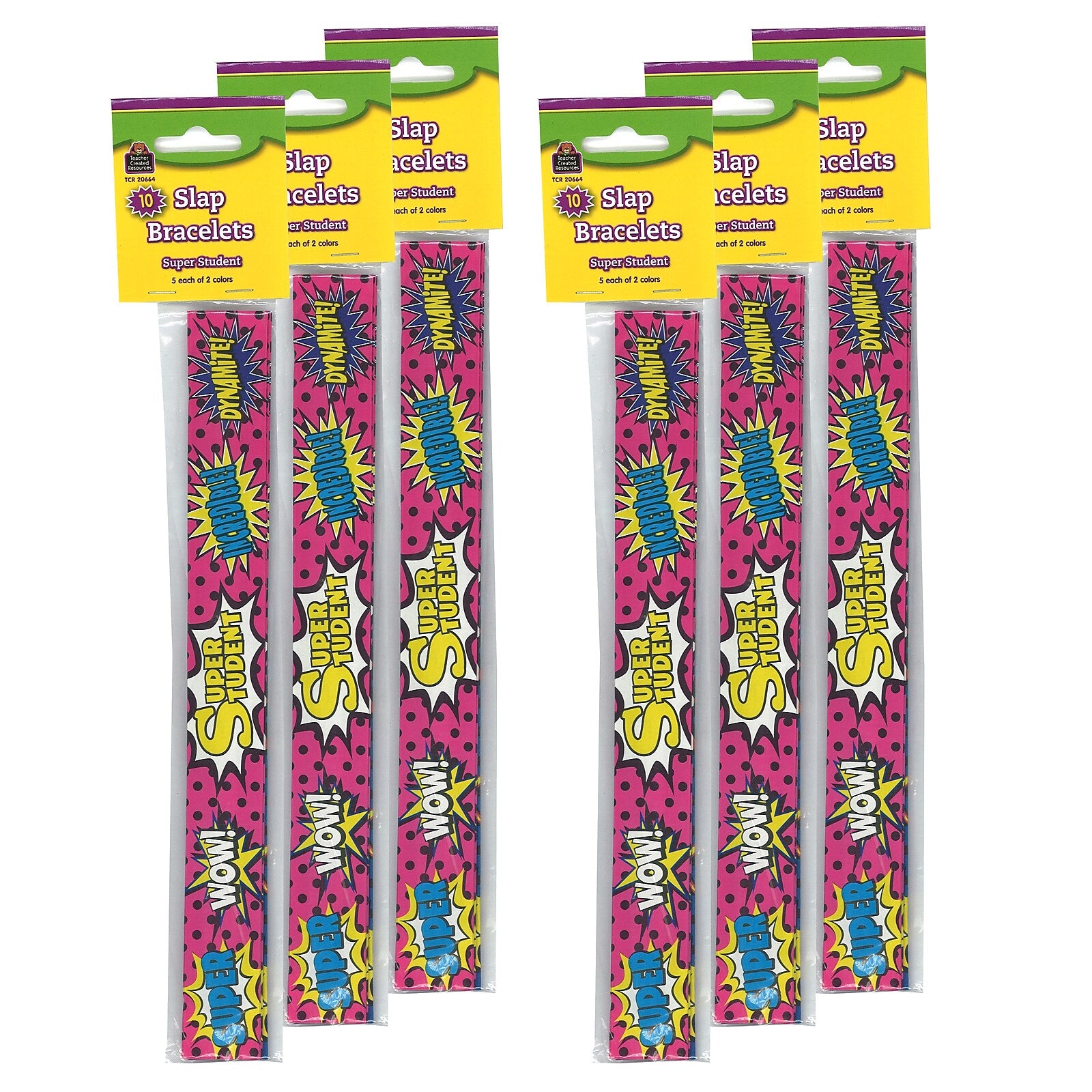 Teacher Created Resources Superhero Super Student Slap Bracelets, 10 Per Pack, 6 Packs (TCR20664-6)