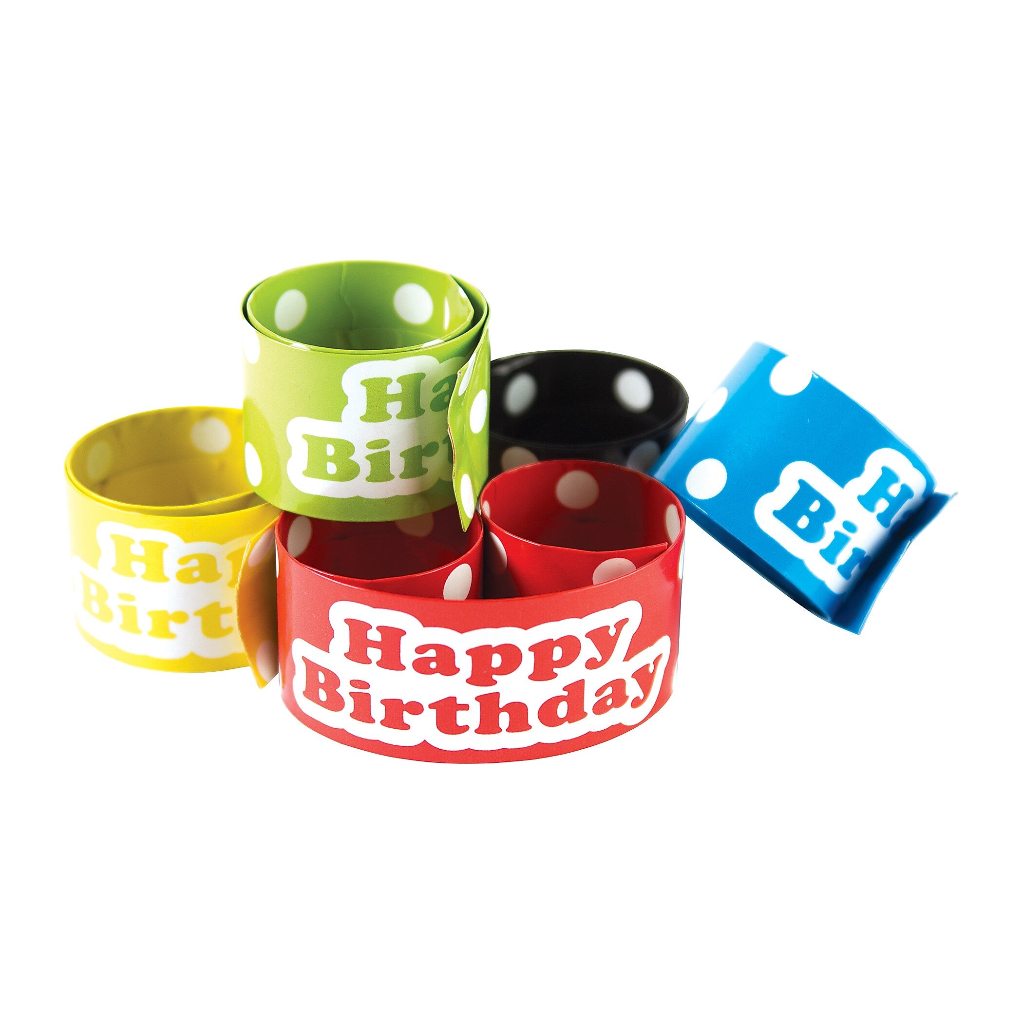 Teacher Created Resources Polka Dots Happy Birthday Slap Bracelets, 10 Per Pack, 6 Packs (TCR20665-6)