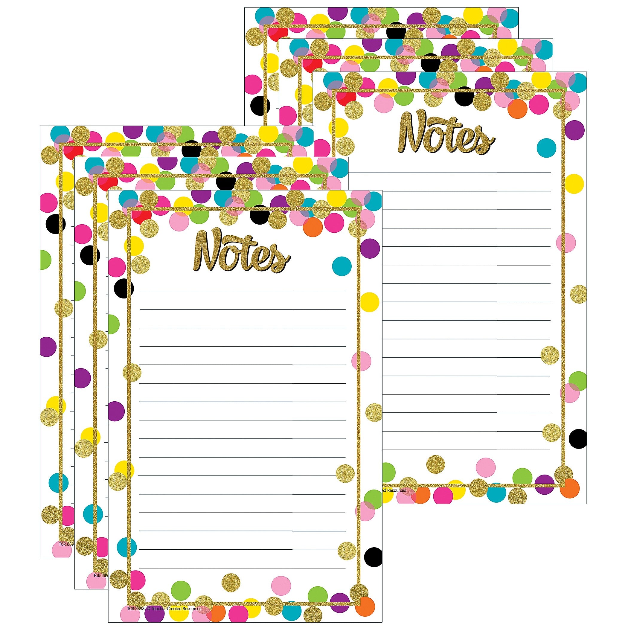 Teacher Created Resources Notepad, 5" x 8", Assorted Colors, 50 Sheets/Pad, 6 Pads/Bundle (TCR8893-6)