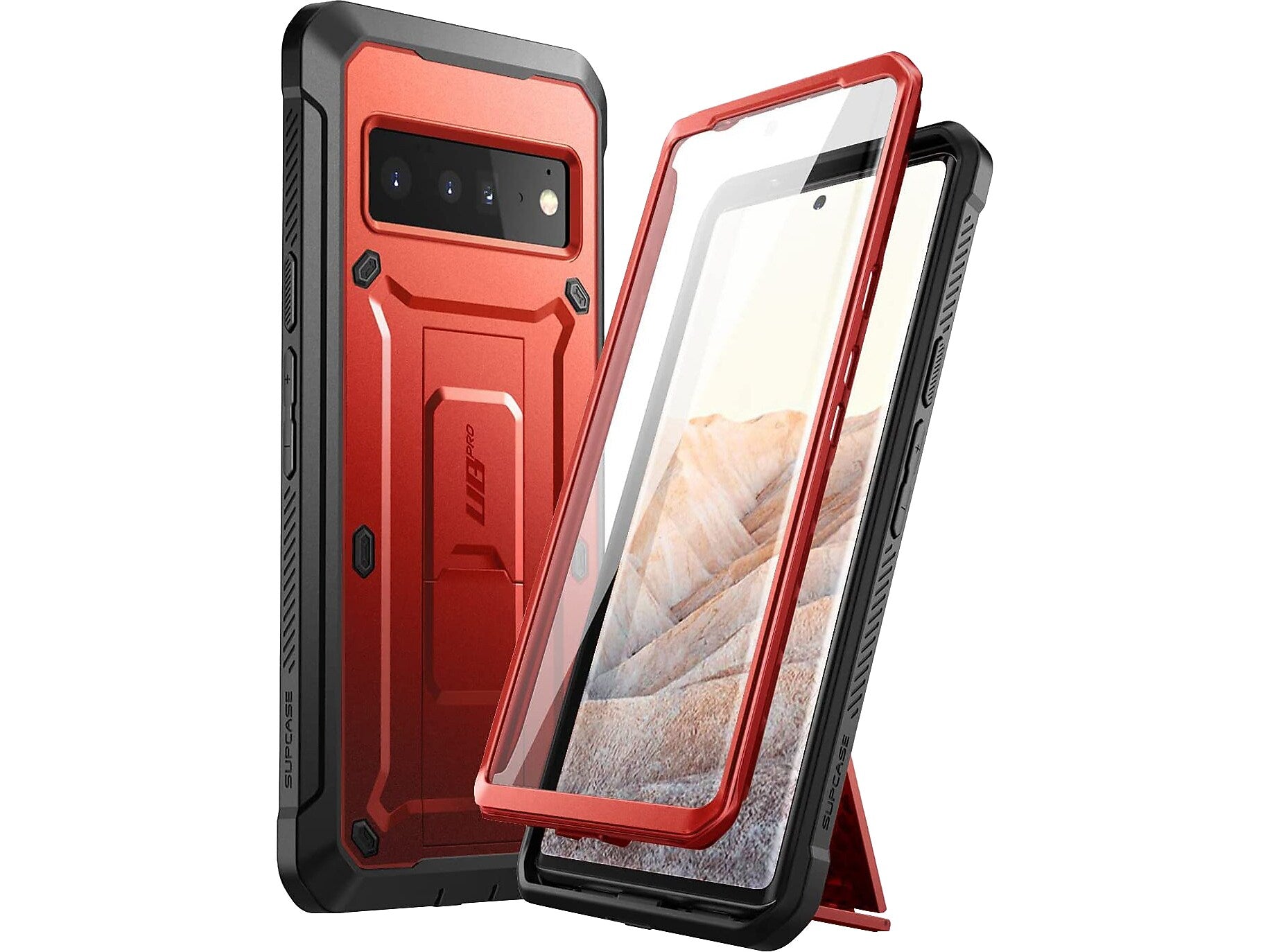 SUPCASE Unicorn Beetle PRO Metallic Red Rugged Holster Case for Google Pixel 6 Pro (SUP-GooglePixel6Pro-UBPro-SP-Ruddy)