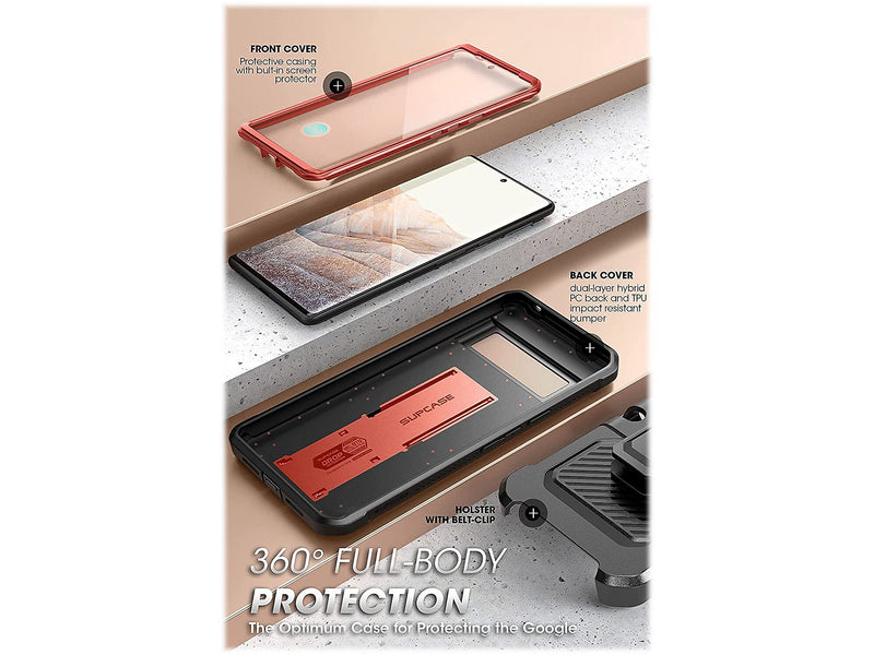 SUPCASE Unicorn Beetle PRO Metallic Red Rugged Holster Case for Google Pixel 6 Pro (SUP-GooglePixel6Pro-UBPro-SP-Ruddy)