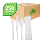 Eco-Products Plantware Crystallized Polylactide Cutlery Kit, Medium-Weight, White, 250/Pack (EP-S015)