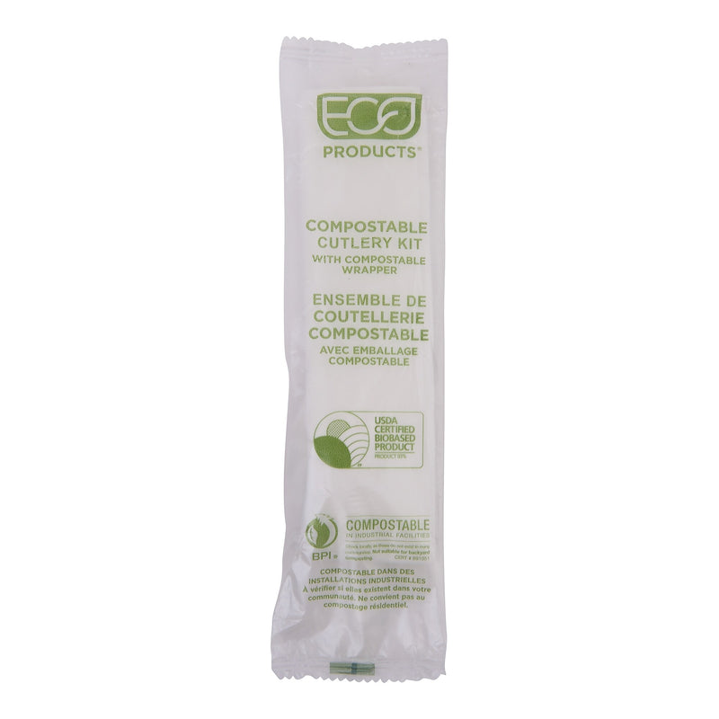 Eco-Products Plantware Crystallized Polylactide Cutlery Kit, Medium-Weight, White, 250/Pack (EP-S015)