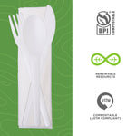 Eco-Products Plantware Crystallized Polylactide Cutlery Kit, Medium-Weight, White, 250/Pack (EP-S015)