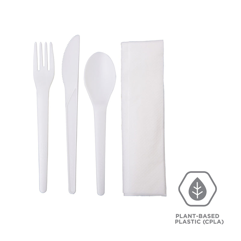 Eco-Products Plantware Crystallized Polylactide Cutlery Kit, Medium-Weight, White, 250/Pack (EP-S015)