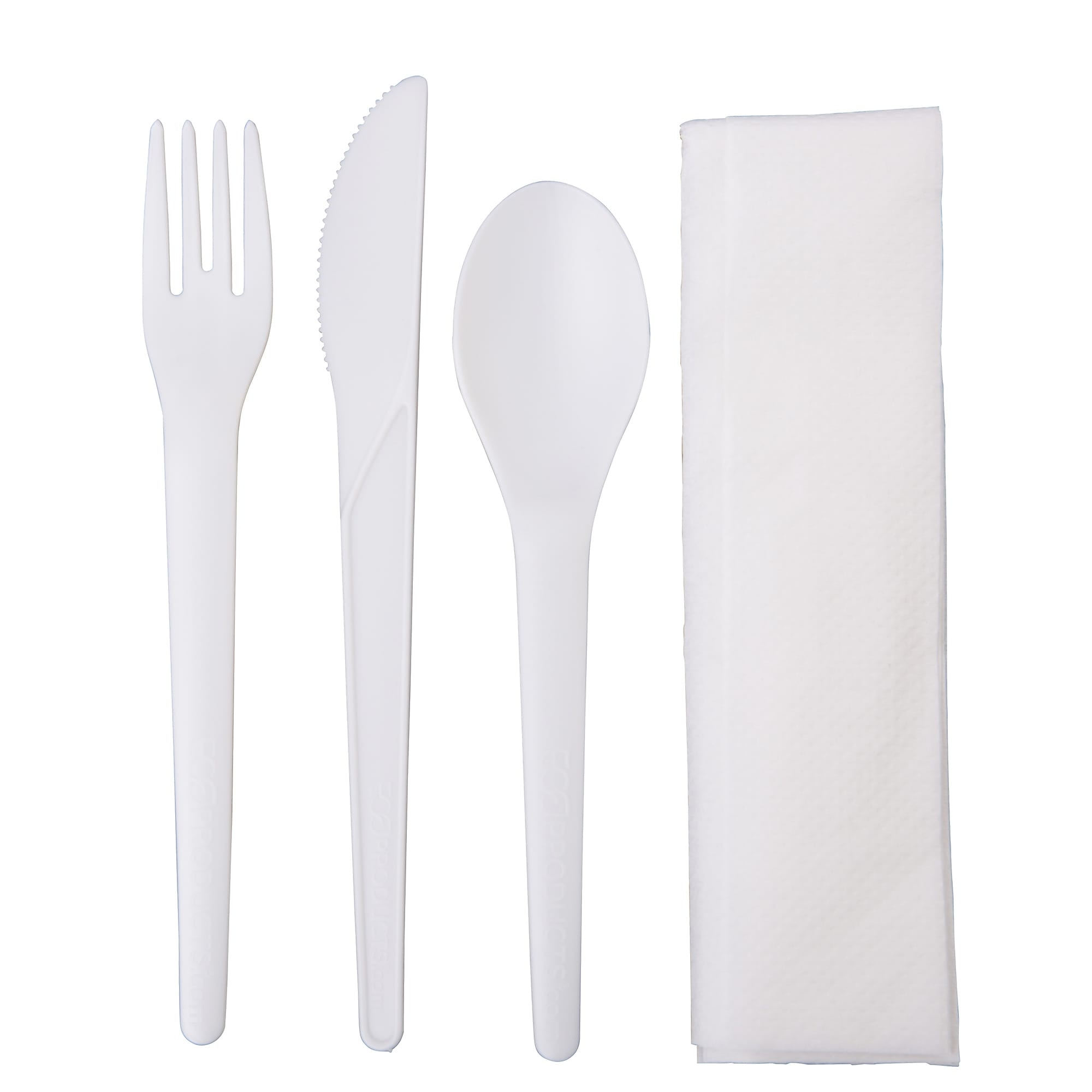 Eco-Products Plantware Crystallized Polylactide Cutlery Kit, Medium-Weight, White, 250/Pack (EP-S015)