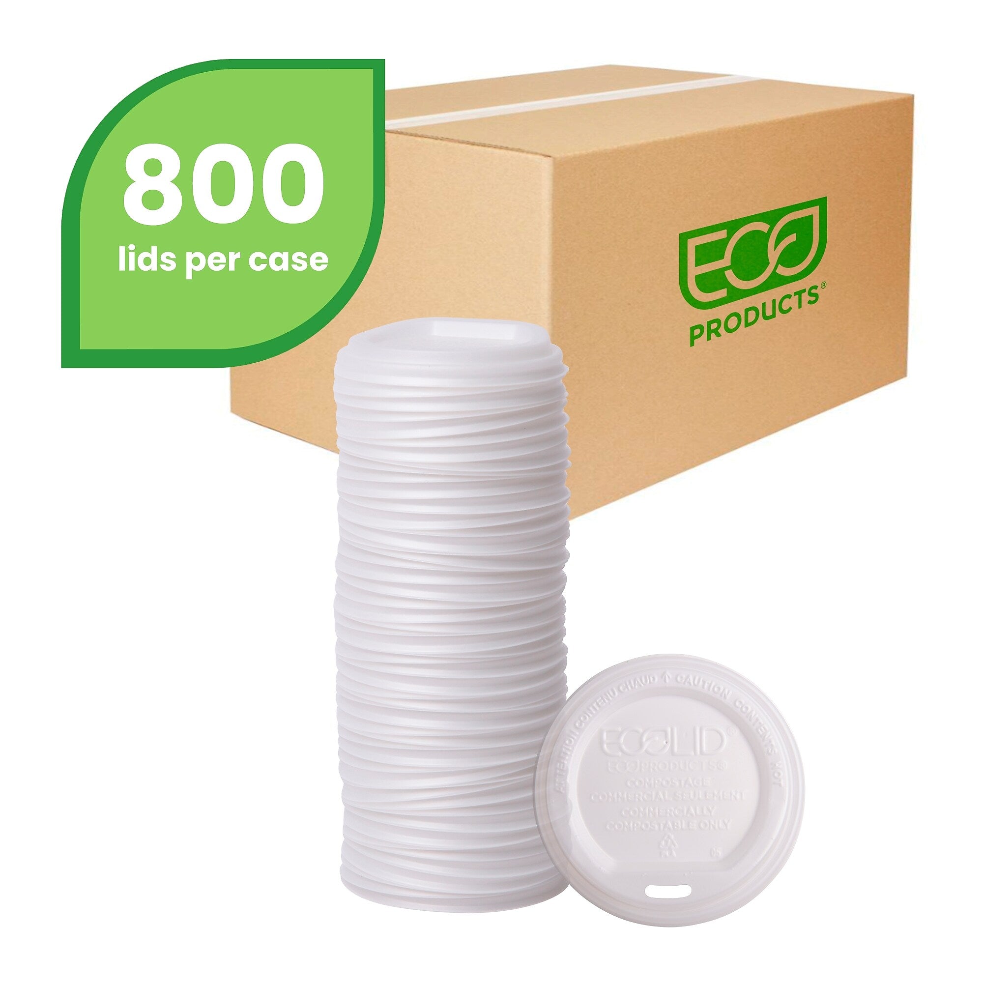 Eco-Products EcoLid Lids, White, 800/Carton (EP-ECOLID-W)