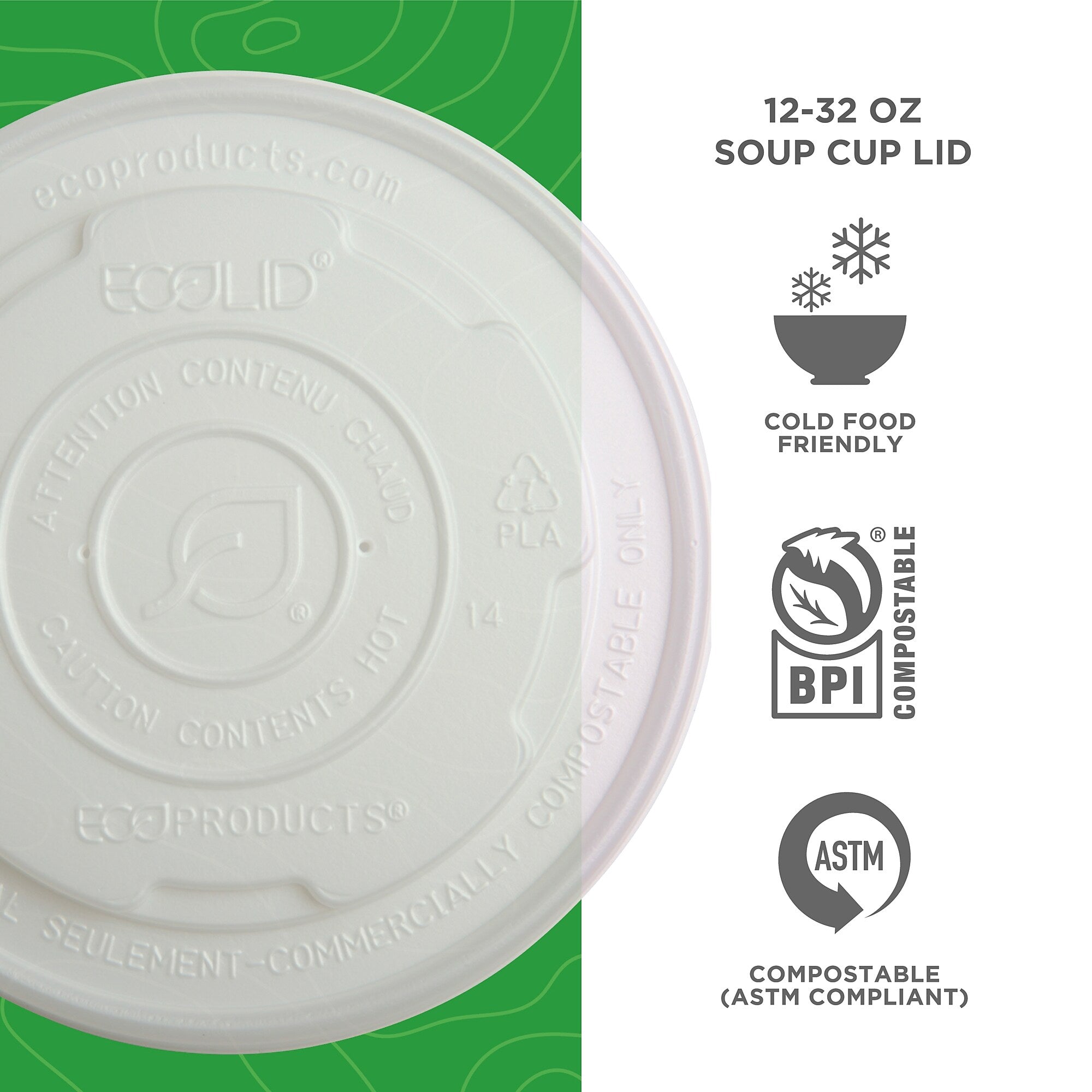 Eco-Products EcoLid World Art Soup Container Lid, 500/Carton (EP-ECOLID-SPL)