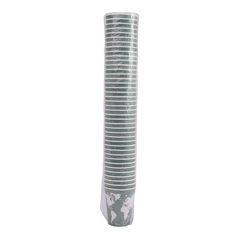 Eco-Products World Art Hot Cups, 12 Oz., Green/White, 600/Carton (EP-BNHC12-WD)