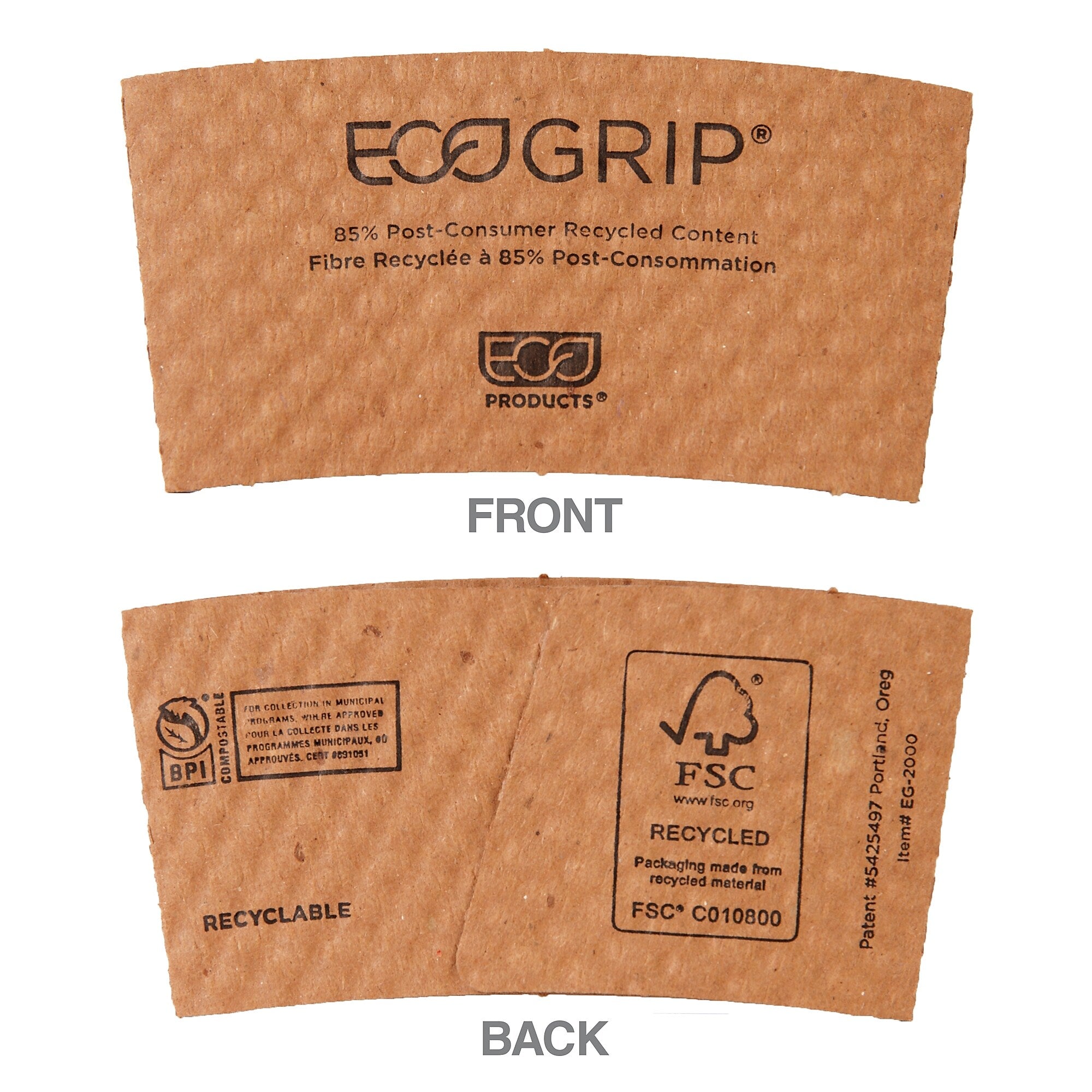 Eco-Products® EcoGrip™ Paper Sleeves, 20 Oz., Brown, 1300/Carton (EG-2000)