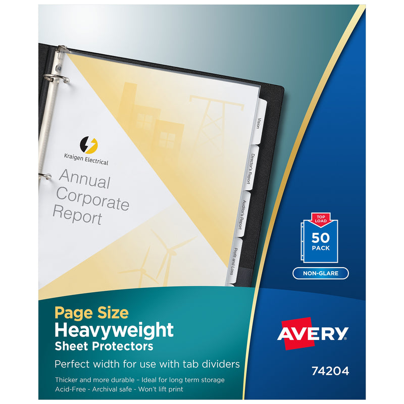 Avery Nonglare Sheet Protectors, 8.5" x 11", Transparent, 500/Carton (74204)
