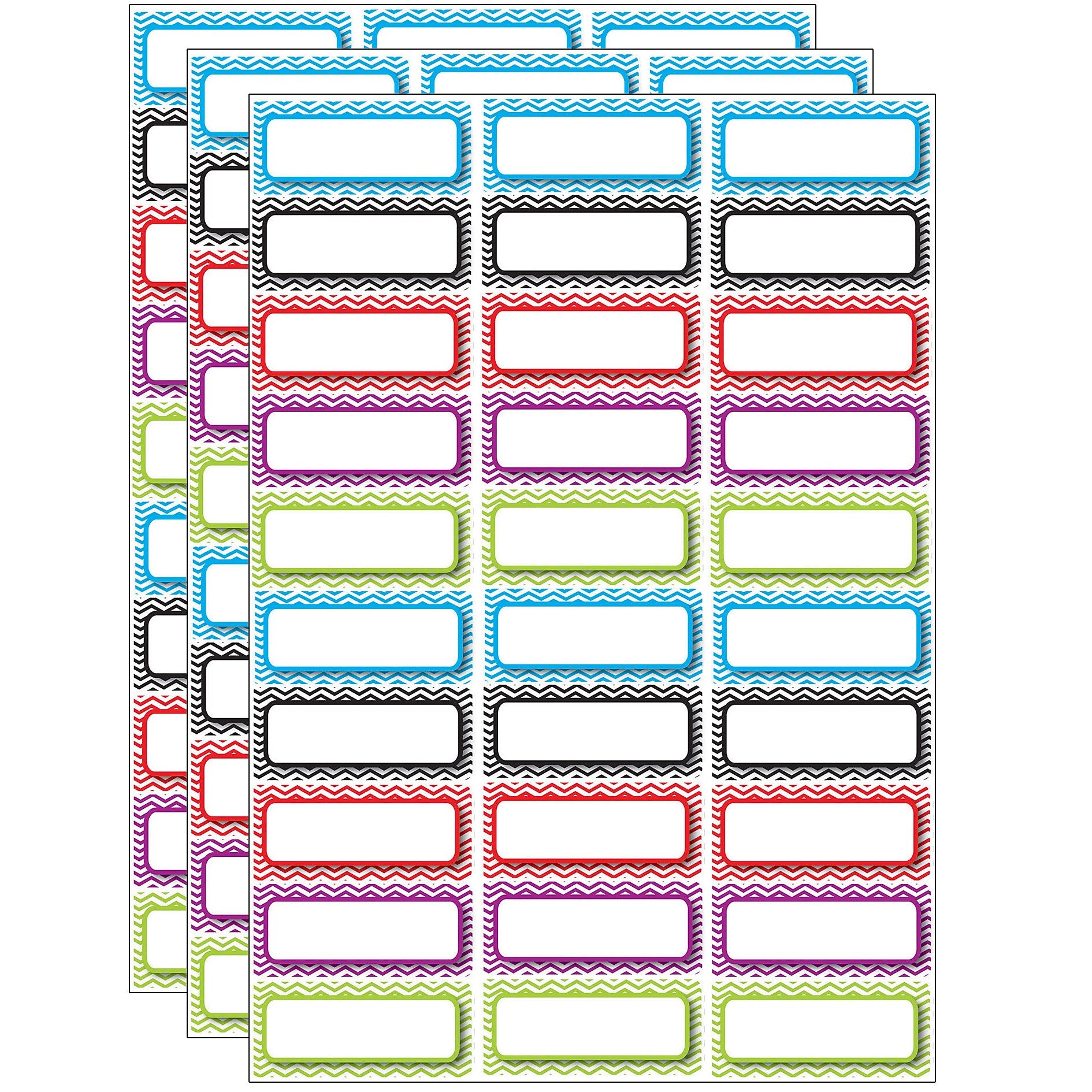 Ashley Productions Die-Cut Magnetic Chevron Nameplates, Assorted Colors, 2.5" x 1", 30 Per Pack, 3 Packs (ASH10077-3)