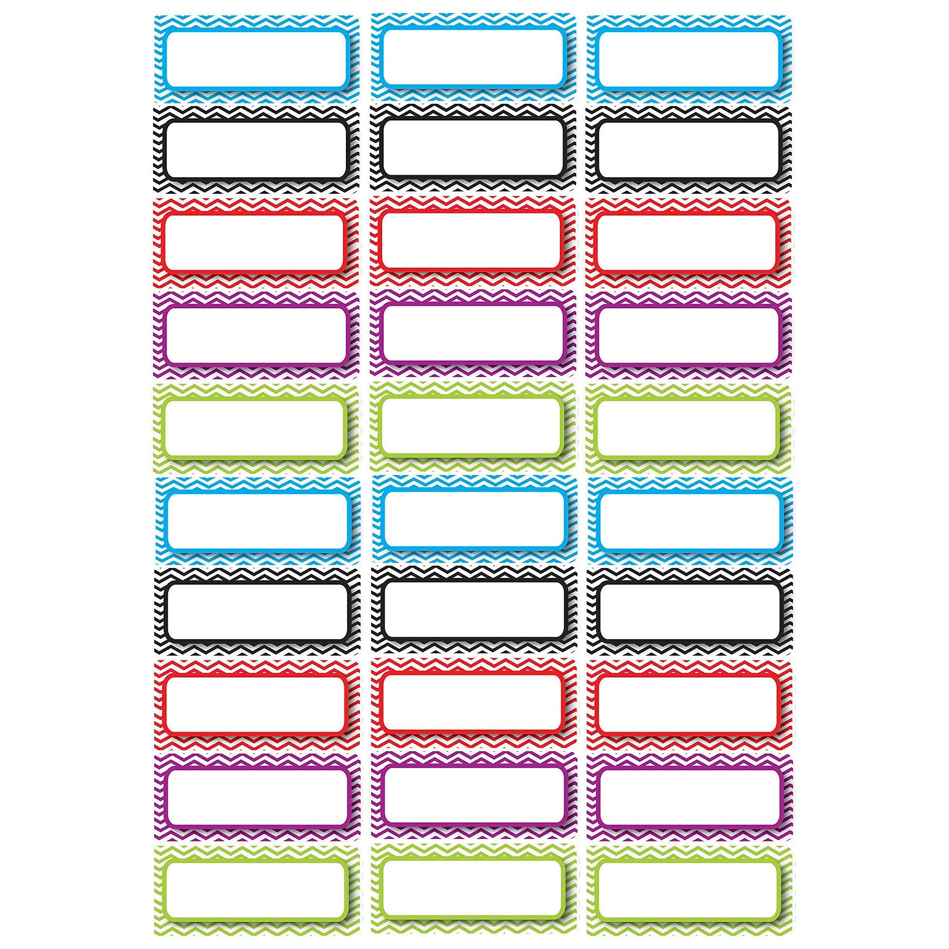 Ashley Productions Die-Cut Magnetic Chevron Nameplates, Assorted Colors, 2.5" x 1", 30 Per Pack, 3 Packs (ASH10077-3)