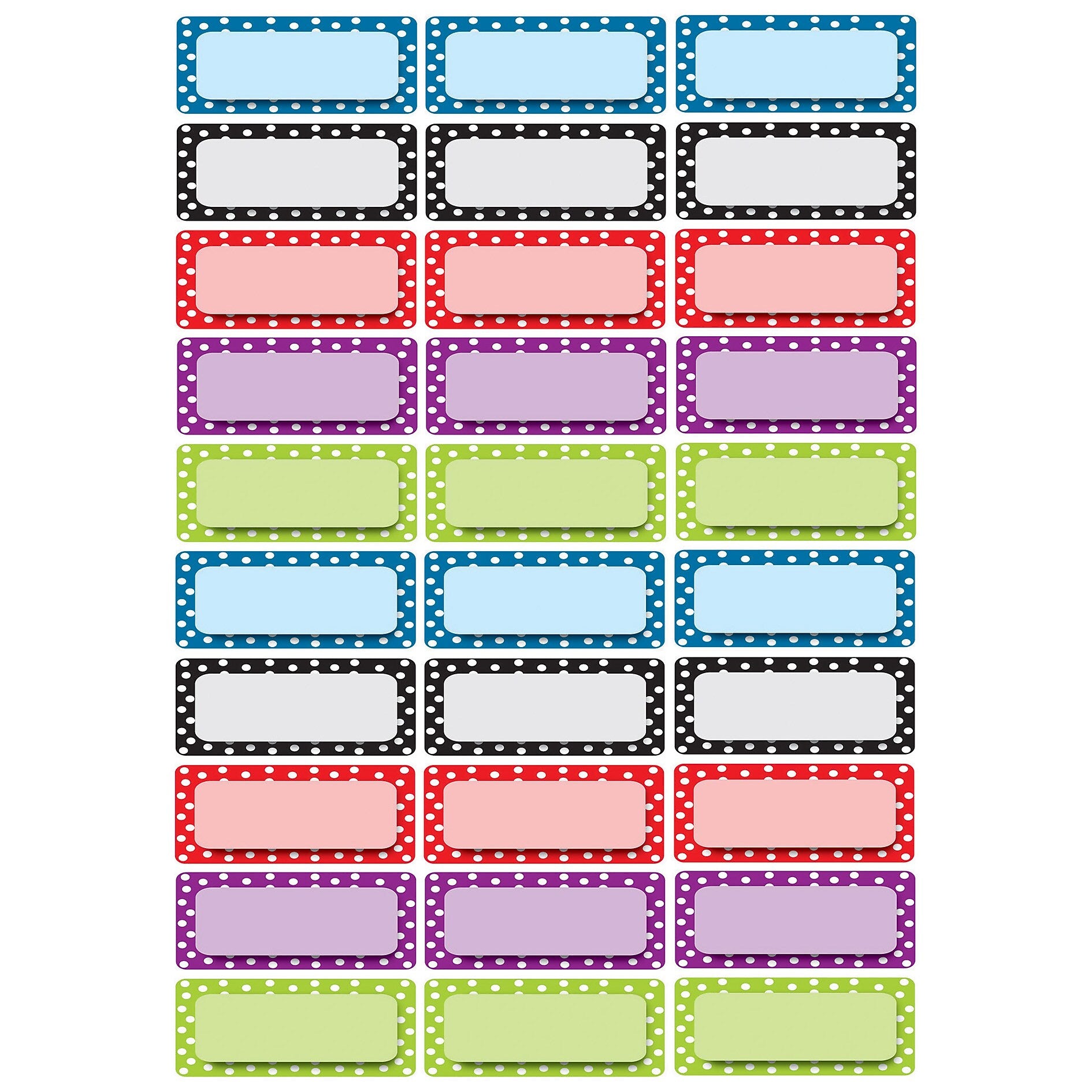 Ashley Productions Die-Cut Magnetic Color Dots Nameplates, Assorted Colors, 2.5" x 1", 30 Per Pack, 3 Packs (ASH10079-3)