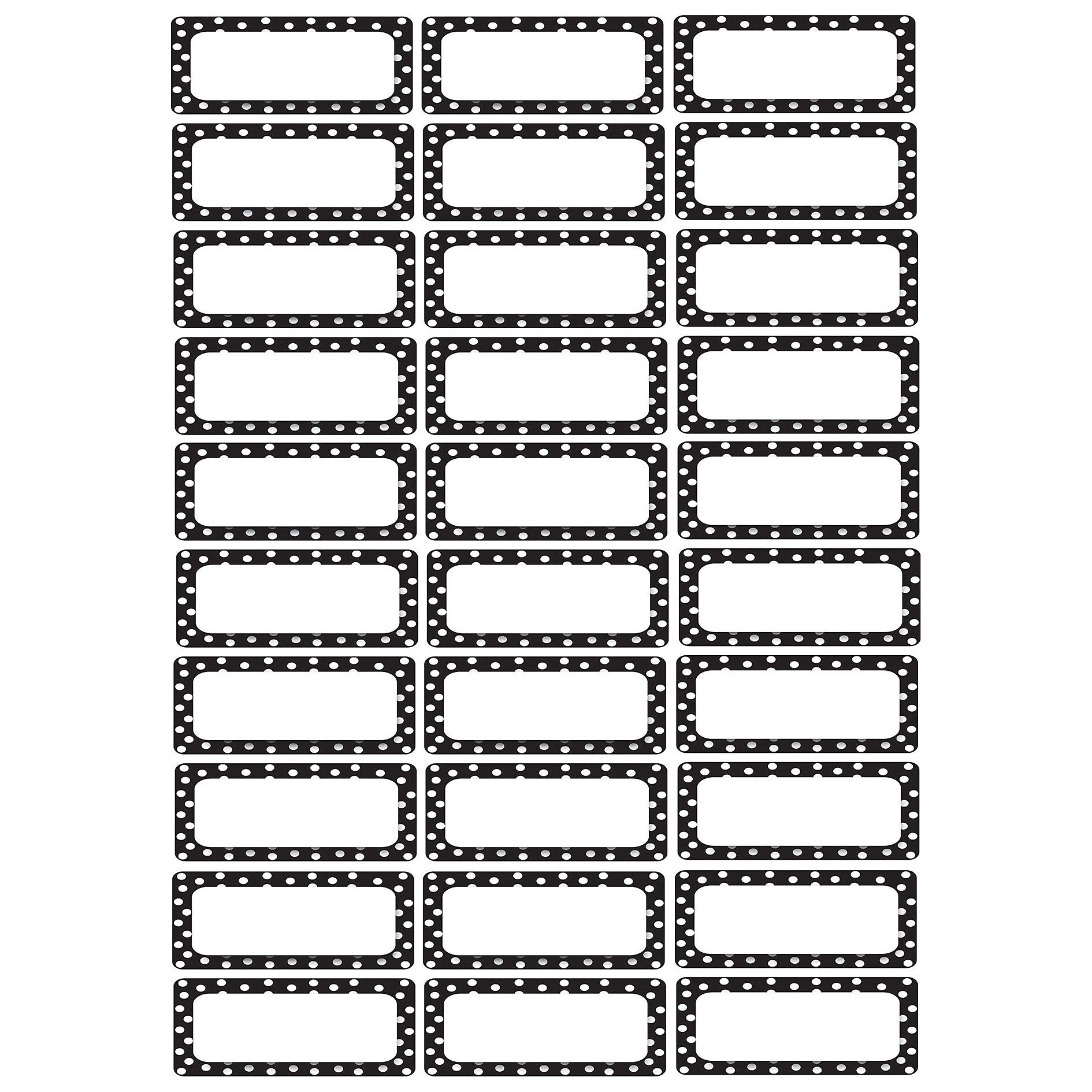 Ashley Productions Die-Cut Magnetic Black & White Dots Nameplates, 2.5" x 1", 30 Per Pack, 3 Packs (ASH10080-3)