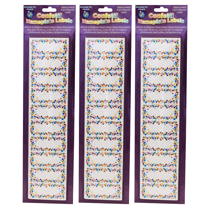 Ashley Productions Die-Cut Magnetic Confetti Nameplates, 2.5" x 1", 30 Per Pack, 3 Packs (ASH18006-3)