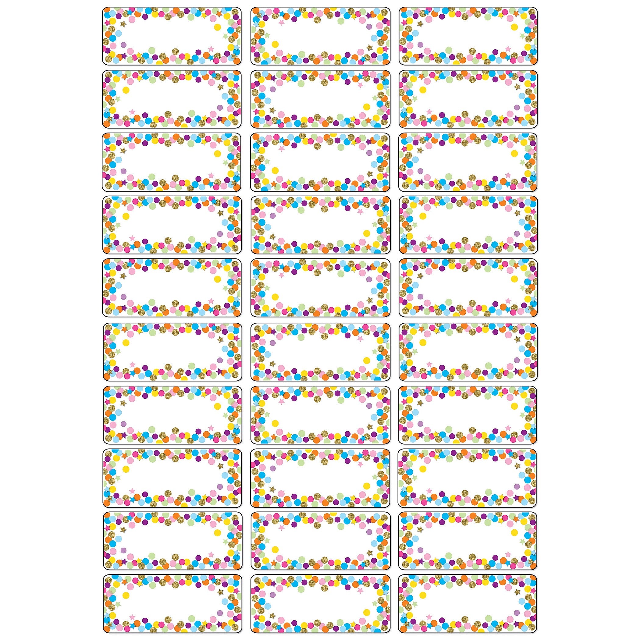 Ashley Productions Die-Cut Magnetic Confetti Nameplates, 2.5" x 1", 30 Per Pack, 3 Packs (ASH18006-3)