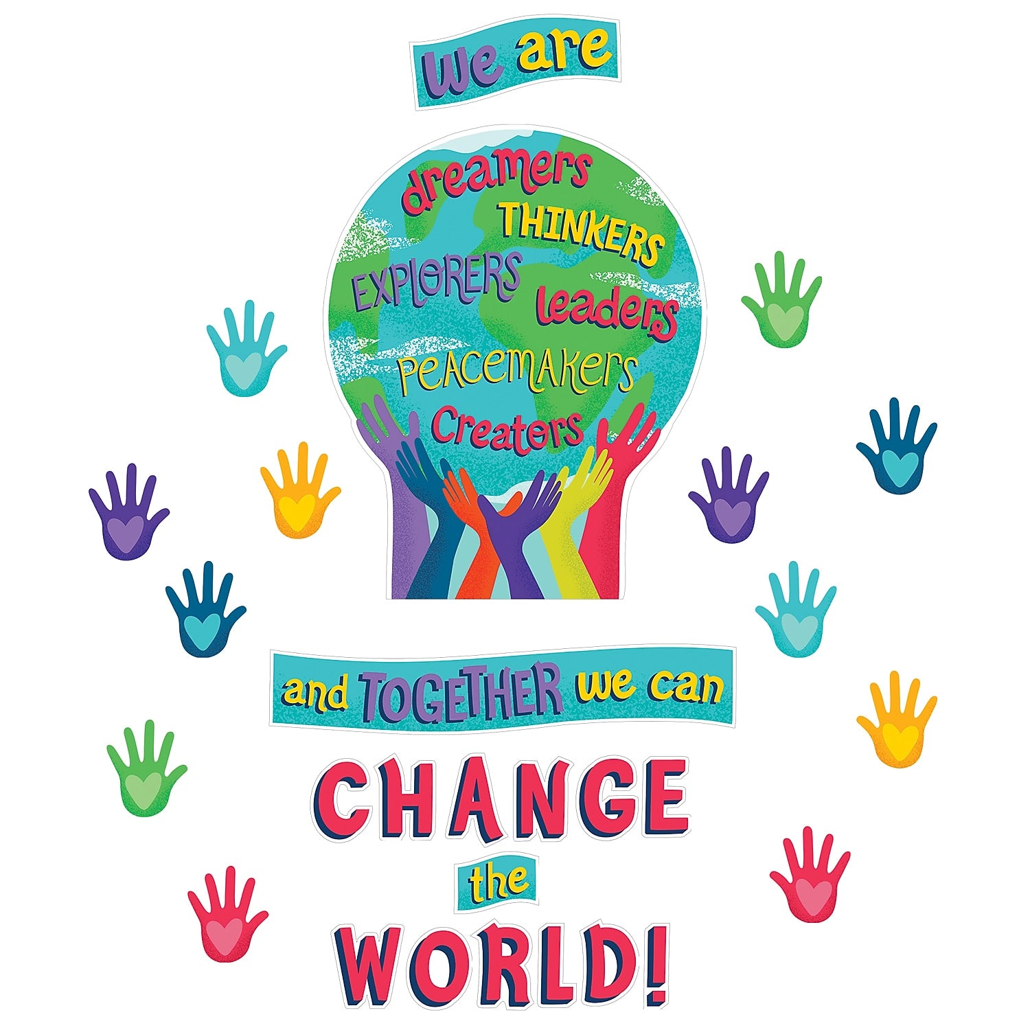 Carson Dellosa Education One World Together We Can Change the World Bulletin Board Set, 47 Pieces (CD-110488)