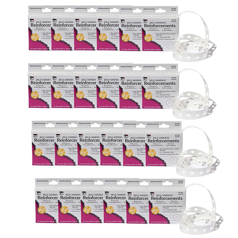 Charles Leonard Reinforcement Labels, White, 200/Pack, 24 Packs/Bundle (CHL91200-24)