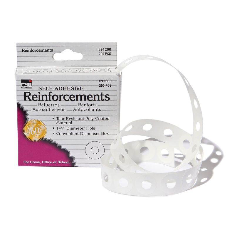 Charles Leonard Reinforcement Labels, White, 200/Pack, 24 Packs/Bundle (CHL91200-24)