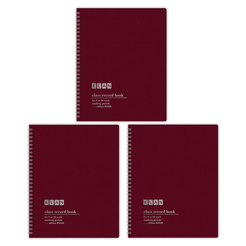 ELAN Publishing Class Record Book, Grades for 9-10 Weeks, 50 Student Names, Pack of 3 (ELNR1010-3)