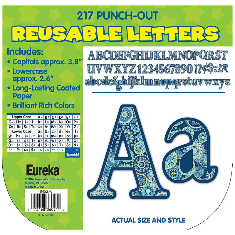Eureka Blue Harmony Reusable Letters, Multicolored, 217/Pack, 3 Packs (EU-845270-3)