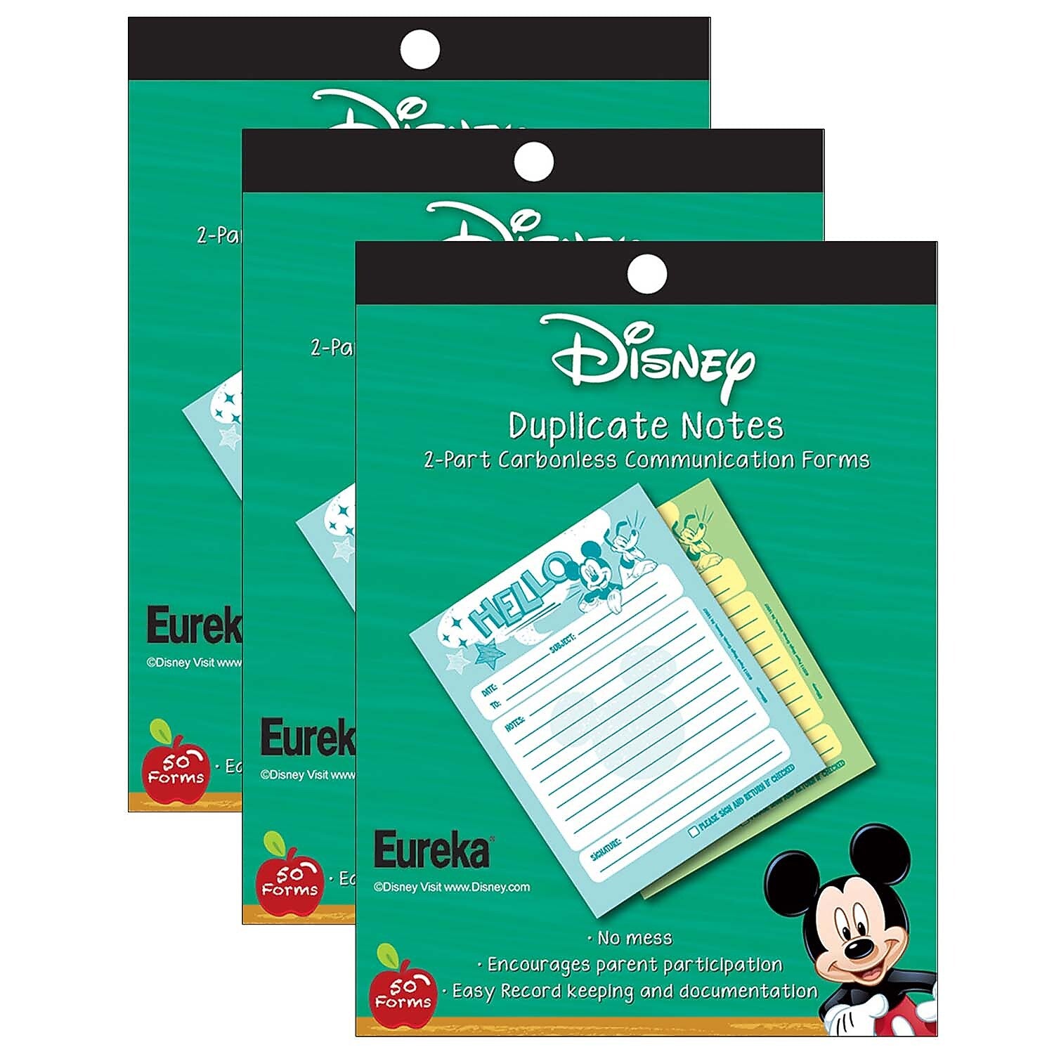 Eureka Mickey Hello Duplicate Notes, 50 Forms Per Pack, 3 Packs (EU-863202-3)