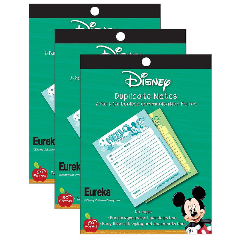 Eureka Mickey Hello Duplicate Notes, 50 Forms Per Pack, 3 Packs (EU-863202-3)