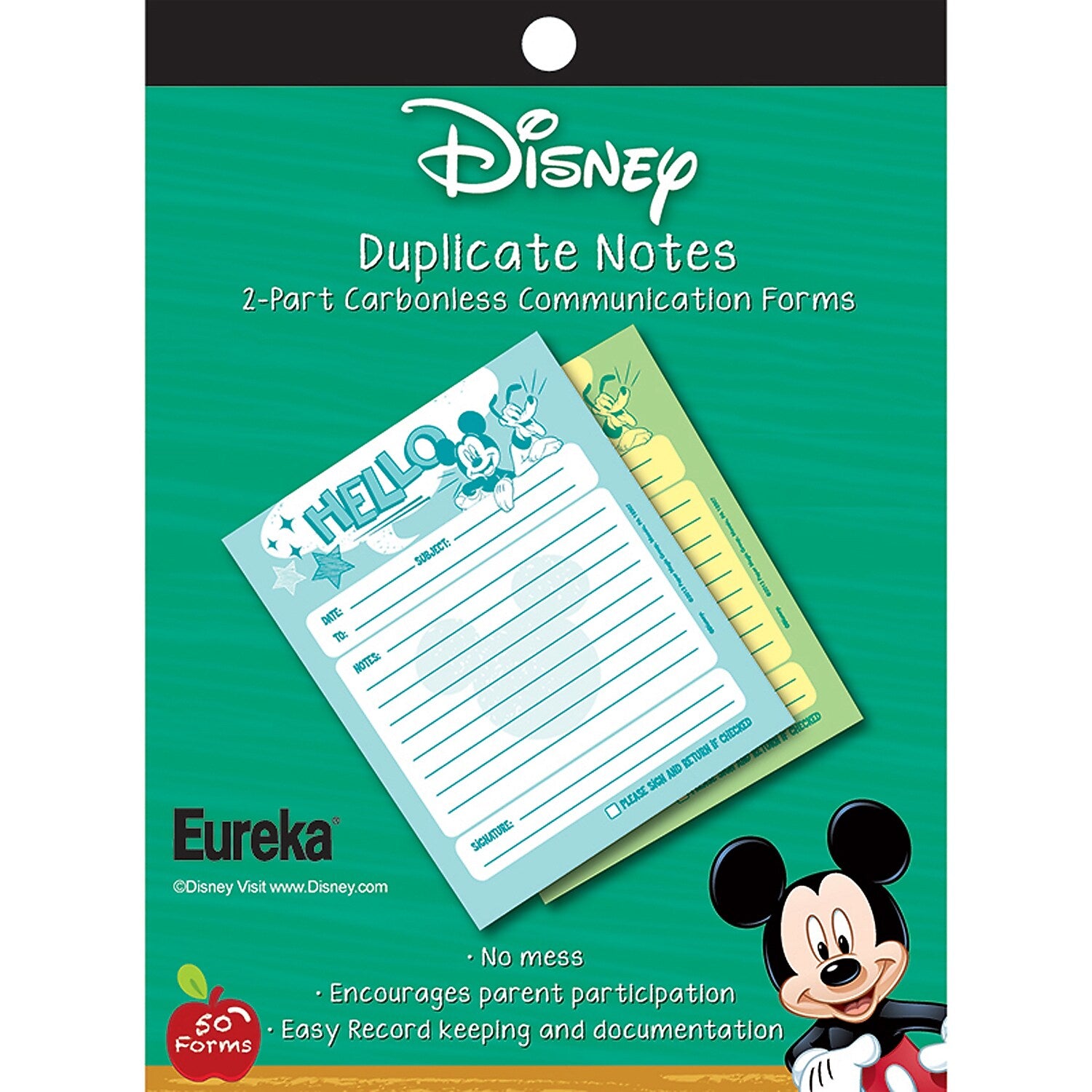 Eureka Mickey Hello Duplicate Notes, 50 Forms Per Pack, 3 Packs (EU-863202-3)
