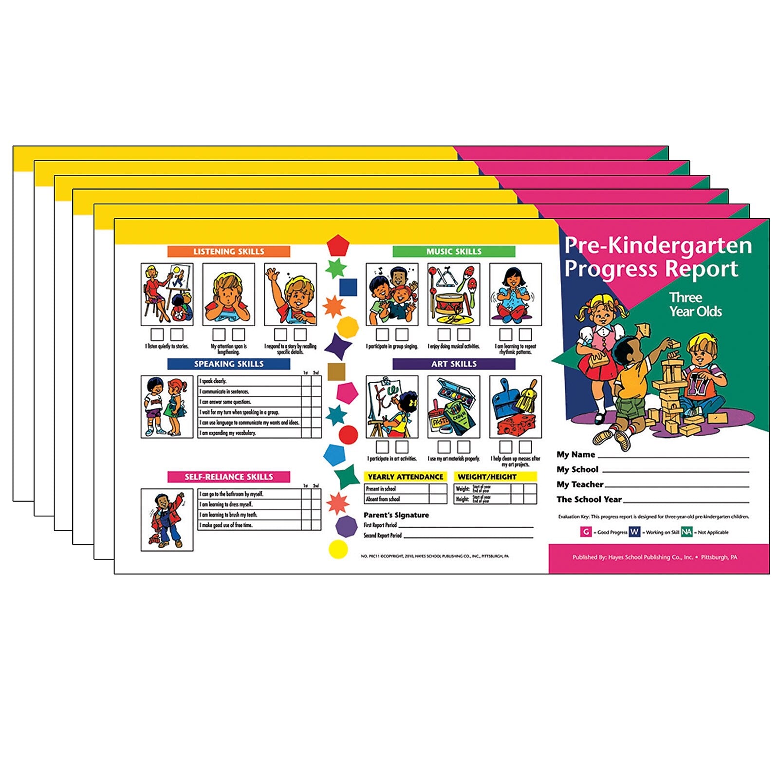 Hayes Publishing Pre-Kindergarten Progress Report (3 year olds), 10 Per Pack, 6 Packs (H-PRC11-6)