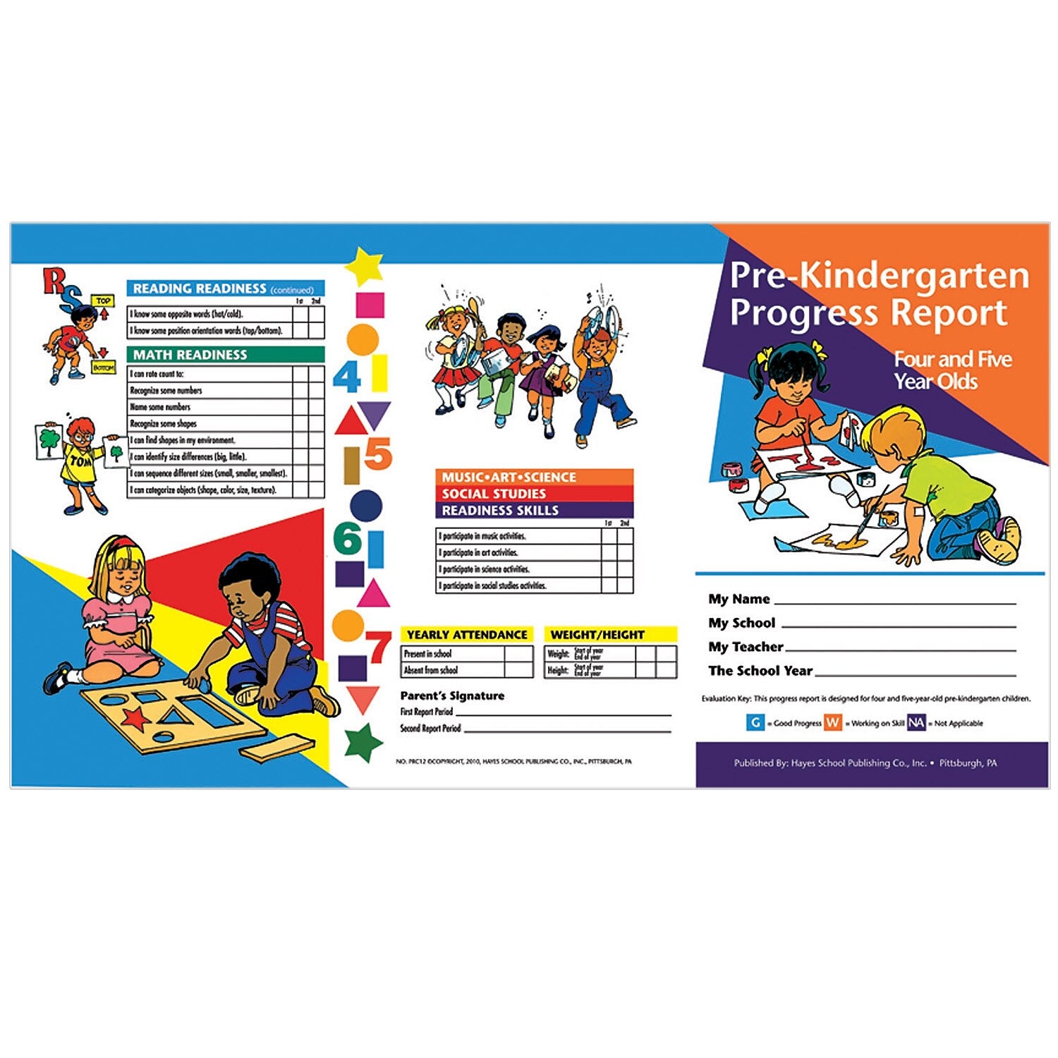 Hayes Publishing Pre-Kindergarten Progress Report (4 and 5 year olds), 10 Per Pack, 6 Packs (H-PRC12-6)